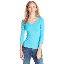 Three Dots Women's 3i4 Sleeve V Neck